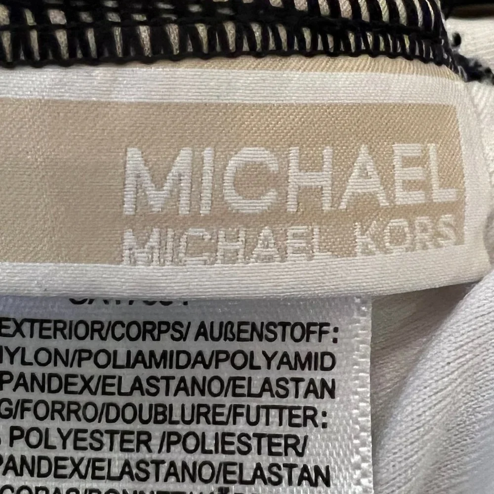 Michael Kors Black & White Stripe One-Shoulder Cut-Out One-Piece Swimsui… - Picture 5 of 12